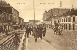 1911 Ungvár, Uzshorod, Uzhhorod, Uzhorod; Kossuth Lajos tér, üzletek. Kiadja Székely és Illés / square, shops (r)