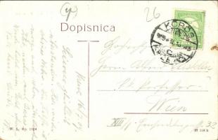 1909 Kőrös, Krizevac, Krizevci; Vasút utca. W. L. Bp. 1568. / Kolodvorska ulica / street view (gyűrő...