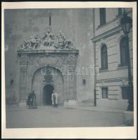 cca 1935 Soproni városrészletek, Hűségkapu, 2 db fotó, jó állapotban, 18×18 cm