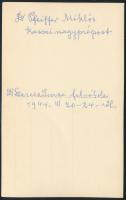 1944 Kassa, Dr. Pfeiffer Miklós (1887-1979) kassai nagyprépost, Dr. Szerecz Imre fotója, a hátoldalo...