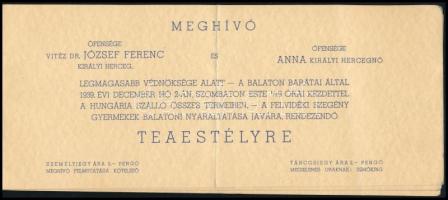 1939 Sorszámozott meghívó és visszatérőjegy a felvidéki szegény gyerekek balatoni nyaraltatása javár...