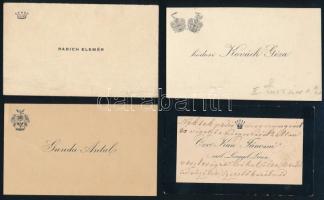 cca 1920-1940 10 db  koronával vagy címerrel díszített névjegy pl Csanád megye szolgabírája