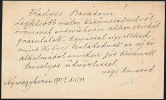 1913 Majerszky Béla, Nyíregyháza polgármesterének aláírt névjegykártyája