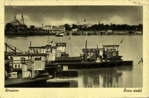 1940 Komárom, Komárno; Duna, kikötő / Danube, port (EK)
