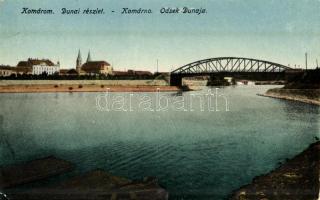 1923 Komárom, Komárno; Dunai részlet, híd. Kiadja a Virradat Könyvnyomda, Neuhauser Jenő / Odsek Dunaja / Danube, bridge (EK)