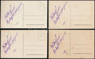 1921 Budapest V. Szabadság tér, Trianon szoborcsoport, irredenta - 4 db eredeti fotó képeslap Észak,...