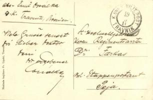 Travnik, Hasanpasica kula / street + "1916 K. und K. Milit. Post"