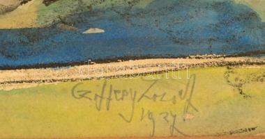 Cziffery József (1902-1964): Ipari vidék.  Akvarell-szén, papír, jelzett, 31×34 cm