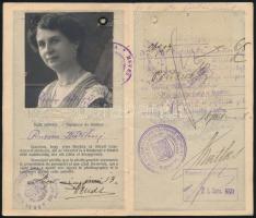 1920 A Magyar Királyság által kiadott útlevél, 2K bélyeg felülragasztva, 50K illetékkiegészítéssel felülbélyegezve, szép állapotban / Hungarian passport