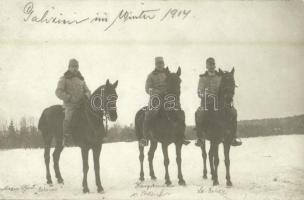 1914 Lovastisztek a galíciai fronton télen / Galizien im Winter / WWI K.u.K. (Austro-Hungarian) military officers of the cavalry in Galicia, in winter. photo + K.u.K. 17. Korpsmunitionsparkkmdo