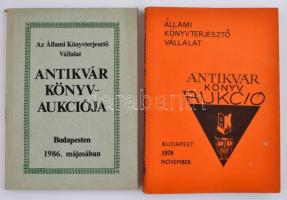 1969-1986 Állami Könyvterjesztő Vállalat antikvár könyv aukciós katalógusai, 19  db, néhány katalógu...