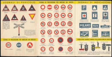 cca 1928 A milánói autóklub közlekedési szabályokat bemutató kihajtható kiadványa dekoratív címlappa...