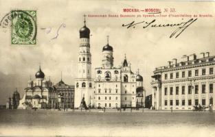 1906 Moscow, Moskau, Moscou; Tour dIvan-Velikoy au Kremlin / Ivan the Great Bell Tower of Kremlin, Dormition Cathedral, Tsar Bell. Phototypie Scherer, Nabholz & Co. TCV card (EB)