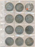 12db-os kínai emlékérem tétel berakólapon T:2 patina 12pcs of chinese commemorative coins in in binder page C:XF patina
