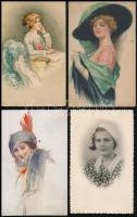 8 db RÉGI motívumlap: hölgyek, pár lithoval, egy fotó / 8 pre-1945 motive postcards, lady, some lith...