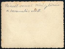 1939 Páncélvonat a királyházi állomáson a bevonulás előtt, hátoldalon feliratozott fotó, 6×8 cm