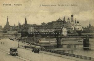 Moscow, Moskau, Moscou; Au pres du pont Kamenoi / Konka horse-drawn tram near Bolshoy Kamenny Bridge, Kremlin. Knackstedt & Näther (crease)