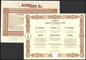 Vegyes 5db-os részvény tétel 1984-1995. közötti időszakból benne "Postabank", "Kontra...