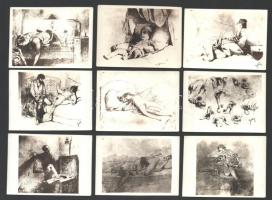 cca 1905 Zichy Mihály erotikus rajzairól készített 21 db fotó, jó állapotban, 6×8,5 cm