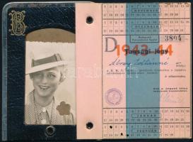 1944 A Budapesti Korcsolyázó Egylet fényképes tagsági jegye fém tokban