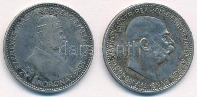 1896. 1K Ag "Millenium" + Ausztria 1915. 1K Ag "Ferenc József" T:2,2-