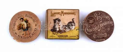 cca 1910-1940 3 db Gerbeaud bonbonos doboz papírból d:11 cm