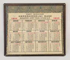 1935 Pesti Magyar Kereskedelmi Bank asztali naptár tartó fémből 12x11 cm
