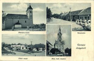 1939 Szőgyén, Szölgyén, Svodín; Kálvária, Fő tér, utca, római katolikus templom / calvary, church, main square, street (Rb)