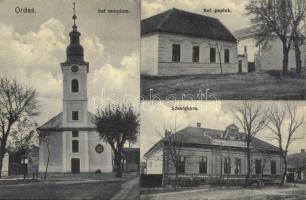 Ordas, Református templom és paplak, községháza