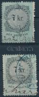 1868 7kr okmánybélyeg a körmezőben festék elmosódás, a másik bélyeg szabályos nyomatú
