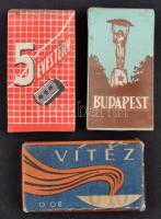 cca 1950 3 teli doboz borotvapenge: Budapest, Vitéz, 5 éves terv