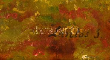 Lantos jelzéssel: Faluhatár. Olaj, vászon (foltos), keretben, 40×52 cm