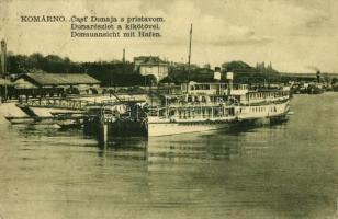 1934 Komárom, Komárnó; Duna és kikötő, gőzhajó / port, Hungarian steamship, port (EK)