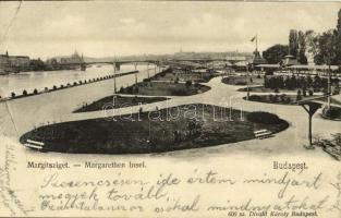 1905 Budapest XIII. Margitsziget, Neptun evezős egylet csónakháza, Margit híd. Divald Károly 600. sz. (EB)