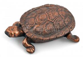 Bronzírozott fém teknős ékszertartó doboz 11 cm