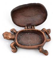 Bronzírozott fém teknős ékszertartó doboz 11 cm