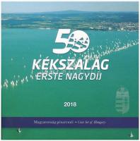 2018. 1Ft-200Ft (6xklf) "50. Kékszalag Erste Nagydíj" forgalmi sor dísztokos szettben + "Magyar Vitorlás Szövetség" ezüstözött Cu-Zn emlékérem (29g/42,5mm) T:PP