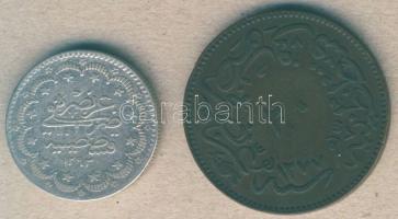 Törökország 1876. 20Para Abdul Aziz T:3 + 1906. 5K Ag II.Abdul Hamid T:3/4+