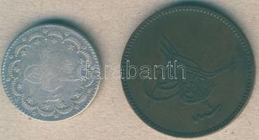 Törökország 1876. 20Para Abdul Aziz T:3 + 1906. 5K Ag II.Abdul Hamid T:3/4+