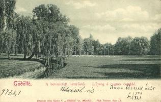 1917 Gödöllő, A betemetett hattyústó, park. Ripka F. Gödöllő című művéből