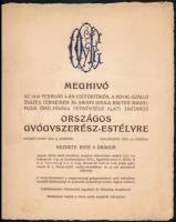 1910 Meghívó Országos Gyógyszerész Estélyre. 4p 22x18 cm