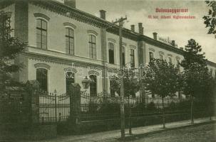 1910 Balassagyarmat, M. kir. állami főgimnázium, Hirdetések ragasztása tilos feliratú tábla a kerítésnél. Kiadja Hollósy Géza 614.