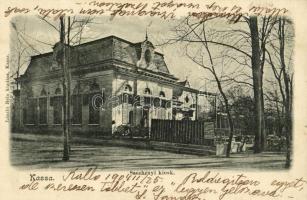 1904 Kassa, Kosice; Széchenyi kioszk, étterem. Kiadja László Béla / kiosk, restaurant, park