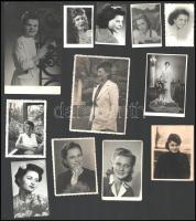 cca 1930-1960 Hölgyeket ábrázoló 12 db fotó, 6×4,5 és 14×8,5 cm közötti méretekben