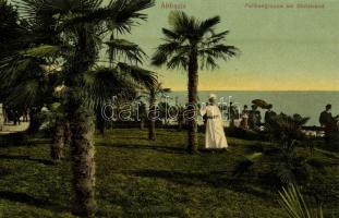 1908 Abbazia, Opatija; Palmengruppe am Südstrand / pálmafák a déli strandon / beach, palm trees. Federico Cretich No. 2517.