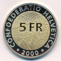 Svájc 2000. 5Fr "Svájci Frank 150. évfordulója" eredeti dísztokban, tanúsítvánnyal T:PP
S...