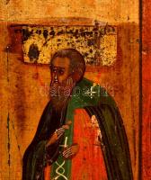 cca 1900 Jelzés nélkül: Mária kis Jézussal és három apostol, hibás fa ikon, 35×28 cm