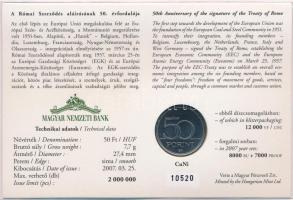2007. 50Ft "Római Szerződés" elsőnapi veret számozott emléklapon + 2018. 50Ft "Birkóz...