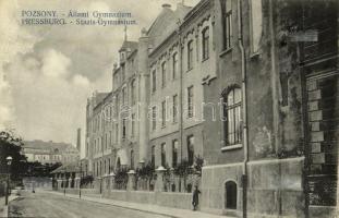1914 Pozsony, Pressburg, Bratislava; Állami gimnázium / grammar school (ragasztónyom / gluemark)