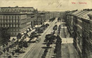 1916 Wien, Vienna, Bécs; Opernring / street, tram (Rb)